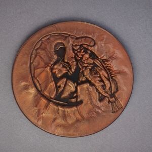 Round Copper-Tone Fishing Themed Lazy Susan